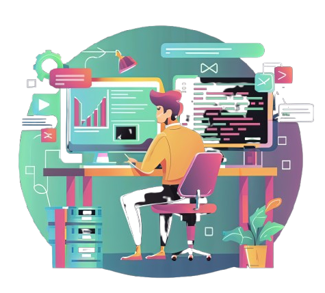 Animated illustration showcasing dynamic website development processes by a leading website design and development agency.