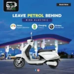 Creative from Successful campaigns by B3 Advertising Agency showcasing Deja Vu’s “Leave petrol behind, ride electric” sustainability message.