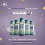 Earth Based plant-based MYLK creative positioned as the perfect morning coffee companion for health-conscious, dairy-free lifestyles.