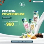 Earth Based creative promoting high-protein MYLK pack of 24 at ₹960, combining strength, nutrition, and smart value.