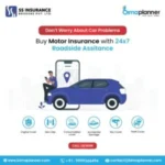 Creative visual highlighting 24×7 roadside assistance benefits through SS Insurance’s motor insurance campaign for hassle-free driving.